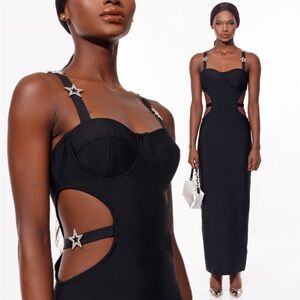 Elegant Black Cut-Out Maxi Dress